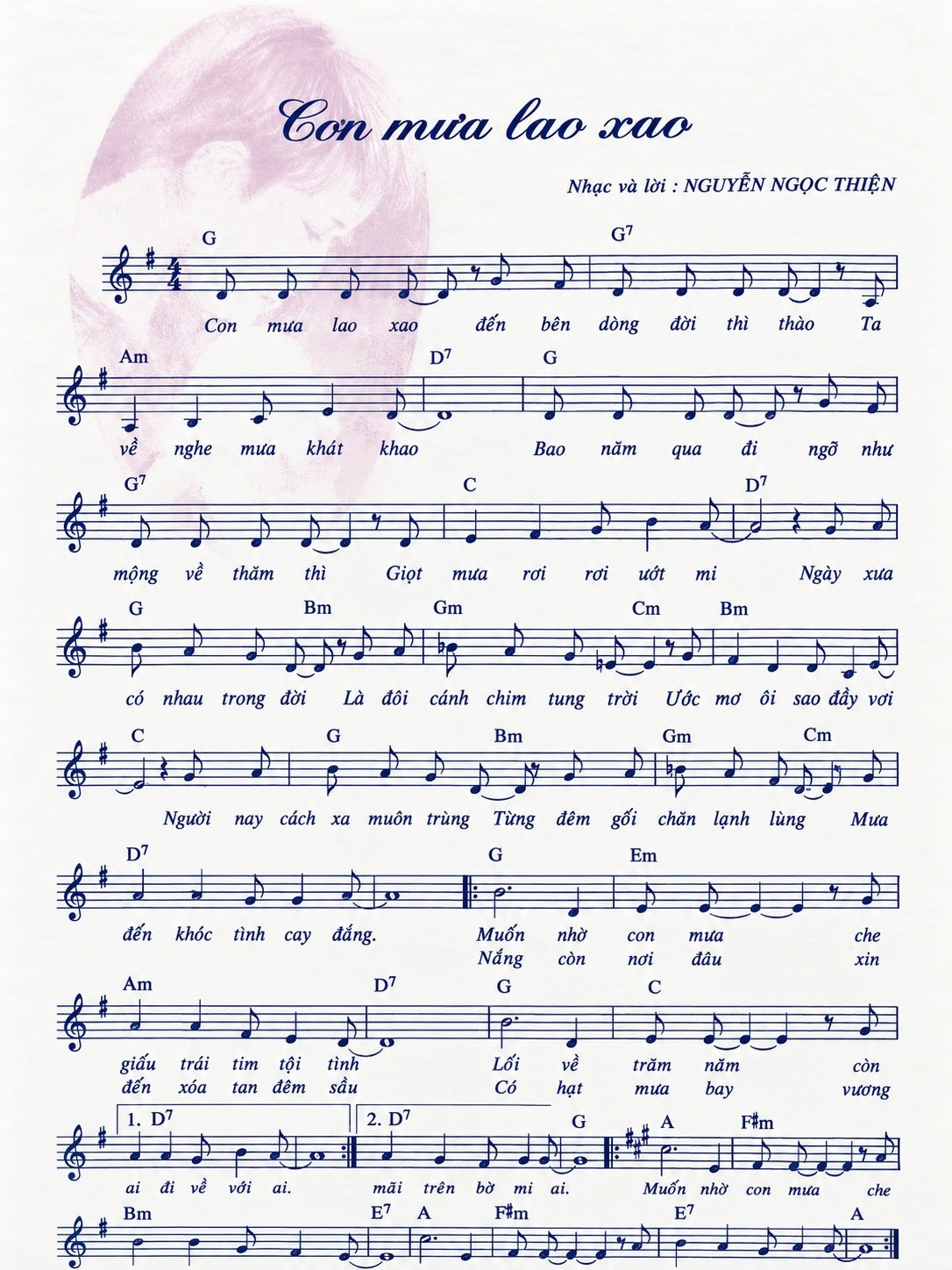 Sheet nhạc Cơn Mưa Lao Xoa